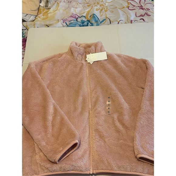 NWT - Uniqlo Medium Fluffy Yarn Fleece Full-Zip Jacket - Pink - Picture 7 of 8